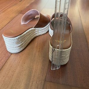 J. Crew brown leather 3” platform espadrille slide